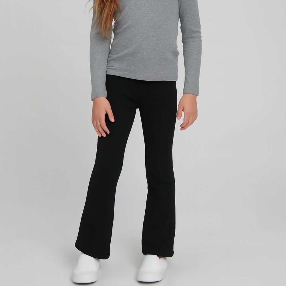 365 Kids by Garanimals Girls Flare Pants Black Stretch Pull‑On Size 7